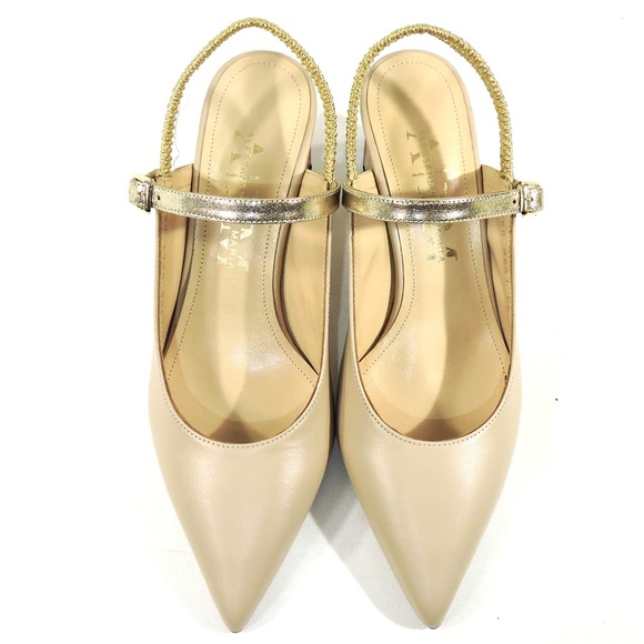 ALESSANDRO DI MARIA 🇮🇹 WOMEN BEIGE LEATHER SUMMER SANDALS - Picture 6 of 8